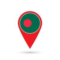 pointeur de carte avec contry bangladesh. drapeau bangladais. illustration vectorielle. vecteur