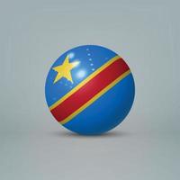Boule ou sphère en plastique brillant réaliste 3d avec le drapeau de la rd congo vecteur