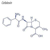 formule squelettique vectorielle de la céfalexine. molécule chimique du médicament. vecteur