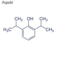 formule squelettique vectorielle du propofol. molécule chimique du médicament. vecteur