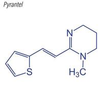 formule squelettique vectorielle du pyrantel. molécule chimique du médicament. vecteur