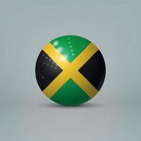 Boule ou sphère en plastique brillant réaliste 3d avec le drapeau de la jamaïque vecteur