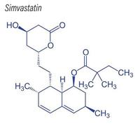 formule squelettique vectorielle de la simvastatine. molécule chimique du médicament. vecteur