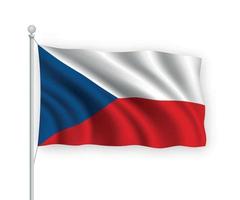 3d waving flag république tchèque isolé sur fond blanc. vecteur