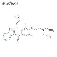 formule squelettique vectorielle de l'amiodarone. molécule chimique du médicament. vecteur