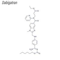 formule squelettique vectorielle du dabigatran. molécule chimique du médicament. vecteur