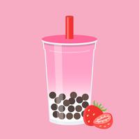 Fraise Bubble tea, illustration vectorielle de perle lait thé vecteur