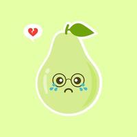 drôle heureux mignon heureux souriant avocat. icône d'illustration kawaii de personnage de dessin animé plat vectoriel. isolé sur fond de couleur. concept d'avocat aux fruits vecteur