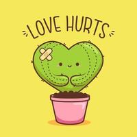 joli coeur en forme de cactus dans un pot rose vecteur