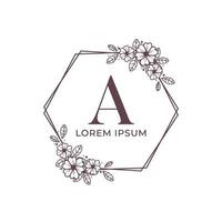 logo de mariage cadre floral de luxe décoratif vecteur
