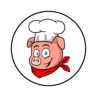 personnage de logo de mascotte de chef de cochon vecteur