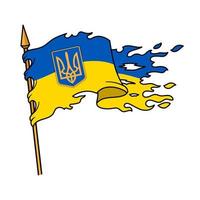 drapeau déchiré de l'ukraine avec symbole vecteur