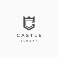 modèle de conception d'icône de logo de château lettre c vecteur