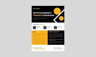flyer d'événement de trading de crypto-monnaie, modèle de flyer de concept de crypto-monnaie, concept de flyer de crypto-monnaie virtuelle, affiche, vecteur. vecteur