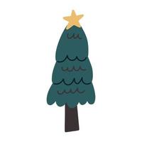 sapin de noël turquoise avec une étoile vecteur