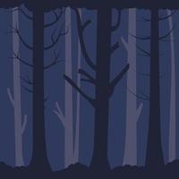forêt sombre et dense. vieux arbres nus dans l'obscurité vecteur