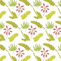 motif transparent brillant de feuilles tropicales vecteur