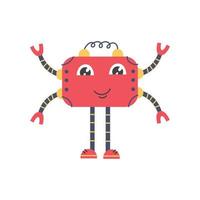 personnage de robot mignon rouge vecteur