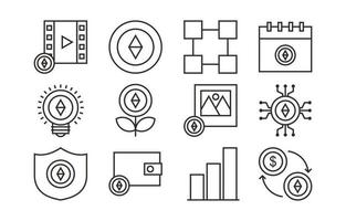 collection d'icônes d'actifs financiers nft vecteur