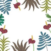 cadre de plantes de la jungle tropicale sur les côtés. motif de feuilles exotiques. illustration vectorielle modifiable vecteur