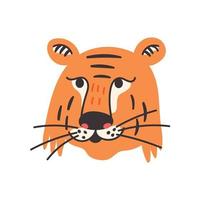 la tête d'un tigre mignon orange et noir vecteur