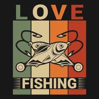 t-shirt de vecteur d'amateur de pêche