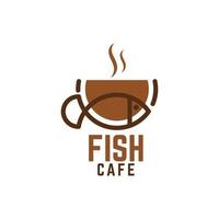 poisson café logo vector illustration sur fond blanc