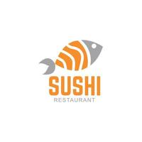 illustration de logo saumon poisson sushi sur fond blanc vecteur