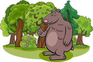 dessin animé ours personnage animal sauvage et la forêt vecteur