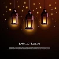 graphique vectoriel du ramadan kareem avec lanterne rouge. adapté pour carte de voeux, papier peint et autres.