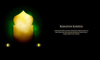 vecteur de ramadan kareem avec lanterne et fond noir
