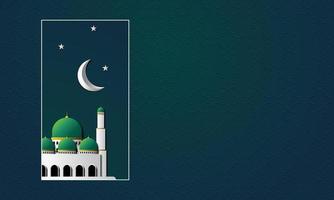 graphique vectoriel du ramadan kareem avec mosquée et fond vert. adapté pour carte de voeux, papier peint et autres.