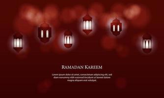 graphique vectoriel du ramadan kareem avec lanterne rouge. adapté pour carte de voeux, papier peint et autres.