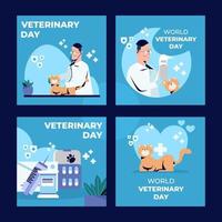 publication sur les réseaux sociaux de la journée mondiale des vétérinaires vecteur