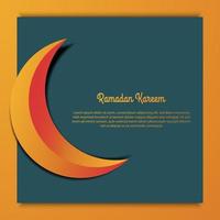 graphique vectoriel du ramadan kareem avec lune rouge jaune et fond vert. adapté pour carte de voeux, papier peint et autres.