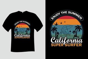 profitez de l'été californie t-shirt super surfeur vecteur