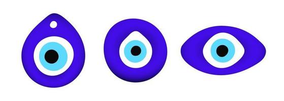 illustration de vecteur de conception de style plat amulette symbole oriental mauvais œil bleu isolé sur fond blanc.