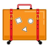 valise en cuir marron dessin animé plat isolé fond blanc vecteur