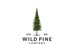 illustration de logo de forêt de pins sauvages vecteur
