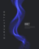 conception abstraite de la page de couverture avec une vague de particules bleues brillantes sur fond sombre. conception d'éléments conceptuels. illustration vectorielle moderne. vecteur