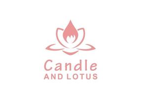 modèle de conception de logo icône symbole bougie et lotus vecteur