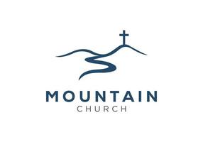 conceptions de logo d'église avec montagne vecteur
