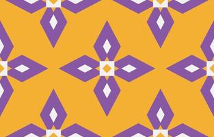 bel art géométrique floral. motif floral violet harmonieux sur fond orange, broderie folklorique, style mignon. impression d'ornement d'art géométrique ethnique. conception pour tapis, papier peint, vêtements. vecteur