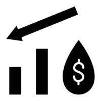 icône de glyphe de baisse du prix du pétrole vecteur