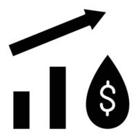 icône de glyphe d'augmentation du prix du pétrole vecteur