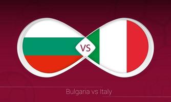 bulgarie contre italie en compétition de football, groupe c. versus icône sur fond de football. vecteur