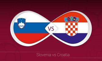 slovénie contre croatie en compétition de football, groupe h. versus icône sur fond de football. vecteur