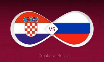 croatie contre russie en compétition de football, groupe h. versus icône sur fond de football. vecteur