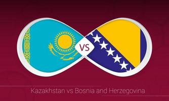 kazakhstan contre bosnie-herzégovine en compétition de football, groupe d. versus icône sur fond de football. vecteur