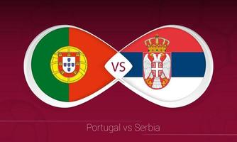 portugal vs serbie en compétition de football, groupe a. versus icône sur fond de football. vecteur